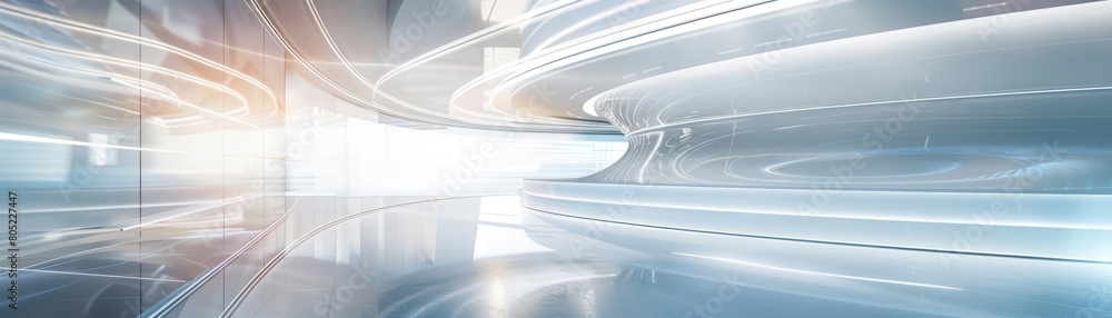Poster abstract architecture features stunning lights and light strips in a modern architecture building, i