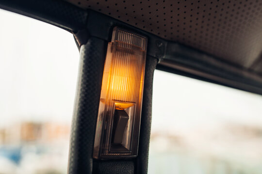 Fototapeta Old and vintage car interior light lamp