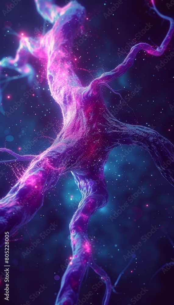 Aufkleber intricate 3d neuronal microbiology nerve cells render with ample copy space for exploration