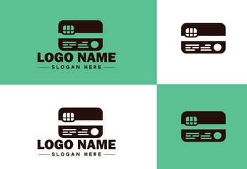 Credit card swipe icon Card swipe Transaction Magnetic flat logo sign symbol editable vector