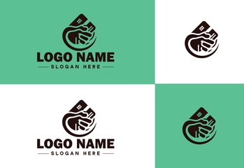 Credit card swipe icon Card swipe Transaction Magnetic flat logo sign symbol editable vector