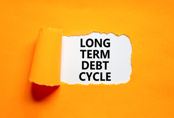 Long term debt cycle symbol. Concept words Long term debt cycle on beautiful white paper. Beautiful...