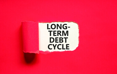 Long-term debt cycle symbol. Concept words Long-term debt cycle on beautiful white paper. Beautiful red background. Business Long-term debt cycle concept. Copy space.