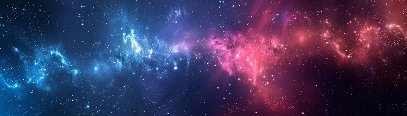 Banner background for a galaxy view, stars and nebulae creating a mesmerizing space theme as the element of subject, Sharpen banner background concept 3D with copy space