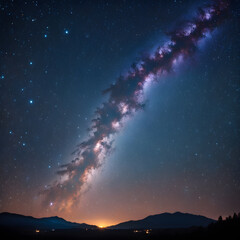 Milky way over the mountains at night with stars in the sky