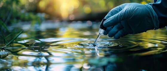 Environmental scientists test water purity using portable hightech sensors, Sharpen close up hitech concept with blur background - Powered by Adobe