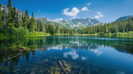 beautiful view of a clear, wide lake and the nature around it