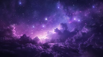 Fototapeta premium The blend of deep purples and blues form a breathtaking celestial canvas in this image depicting a dreamscape sky