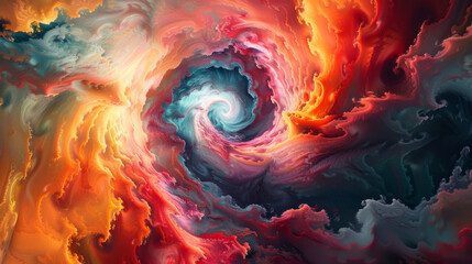 An abstract painting illustrating the concept of overthinking through a chaotic mix of colors and shapes.