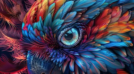 An abstract painting phoenix colorful feather Desktop wallpaper,