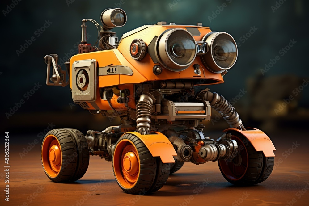 Poster tireless robot hand assembly car. factory production. generate ai