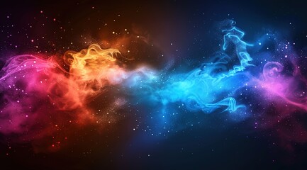 Obraz premium Colored powder explosion. Abstract closeup dust on backdrop. Colorful explode.Abstract Smoke Background