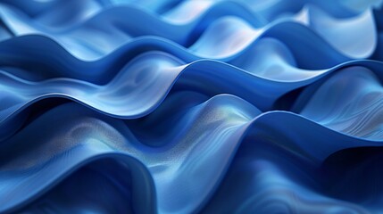 A blue abstract 3D design set against a colored background.