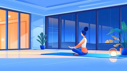 Relaxing Hatha Yoga Illustration with Soothing Music