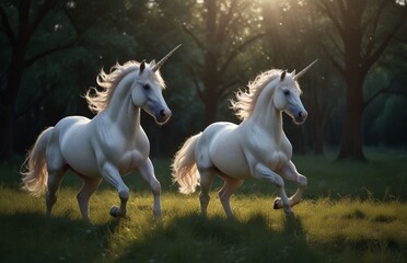 Obraz premium white horse runs gallop in the field
