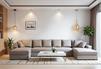 Cozy modern living room interior have sofa and decoration with white wall