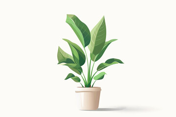 Isolated vector of a houseplant in a compostable pot, embodying sustainability and growth 
