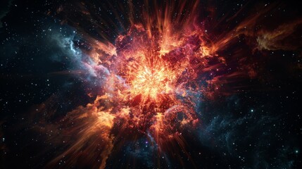 An intense image showcasing an explosive cosmic event with vibrant fiery details and dynamic movements