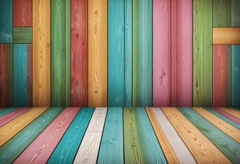 wooden floor and wall colorful 