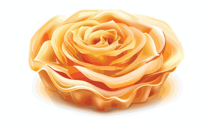 Tasty rose shaped apple pastry on white background vector