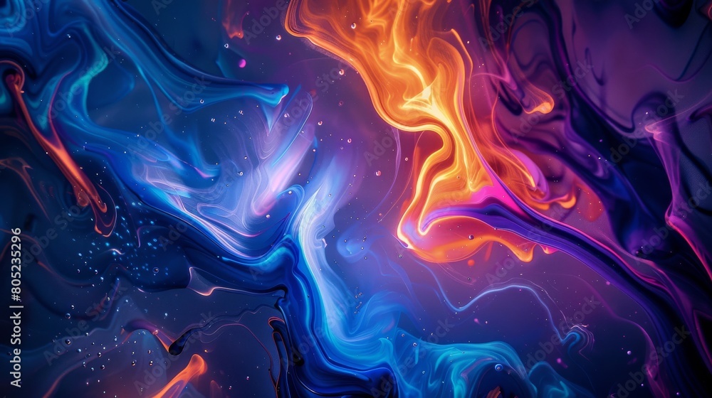 Aufkleber This eye-catching image features a dynamic and colorful liquid flow with a smooth, abstract design that draws in the viewer's eye