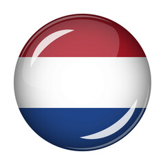 Obraz premium Flag of Netherlands in the form of a round shaped icon. Abstract concept. The national flag is convex in shape. Vector illustration