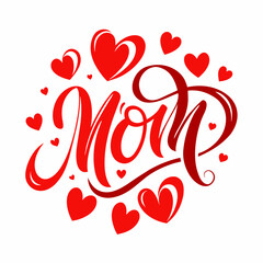 happy mothers day red hearts card (MOM)