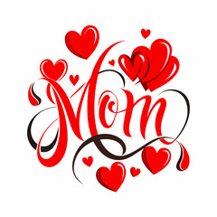 happy mothers day red hearts card (MOM)