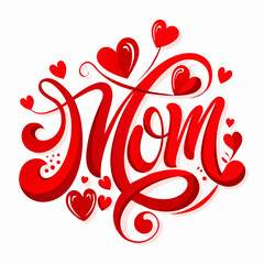happy mothers day red hearts card (MOM)