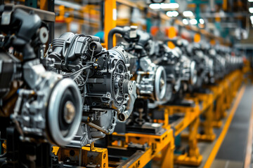 Fototapeta premium Assembly Line With Several Engines