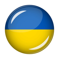 Flag of Ukraine in the form of a round shaped icon. Abstract concept. The national flag is convex in shape. Vector illustration