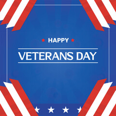 Veterans Day poster with American flag and stars for tribute