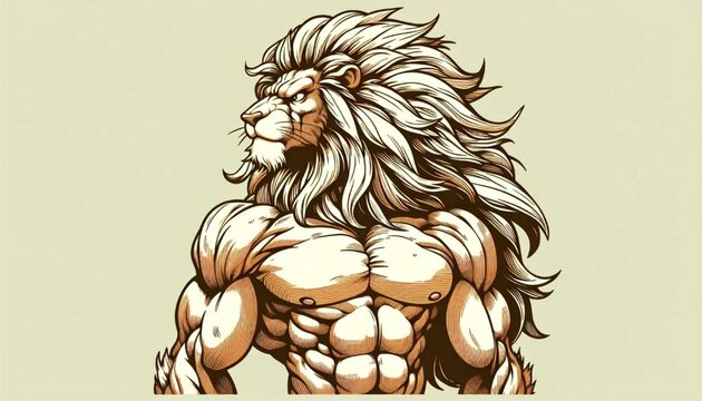 Majestic lion-like figure with a golden hue on white.