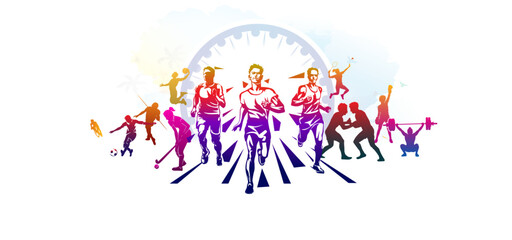Sports athletics players runners background for world sports day for athletics day. Eps vector illustration. © New concept & ideas