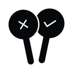 Tick and cross sign on placards, icon of democracy, vote vector design