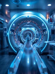 The image shows a modern MRI machine
