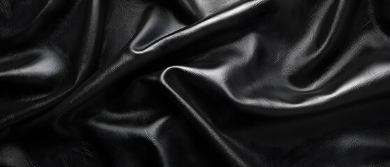 Obraz premium Black leather texture as background, The rough surface of the soft blanket is made from genuine black leather.