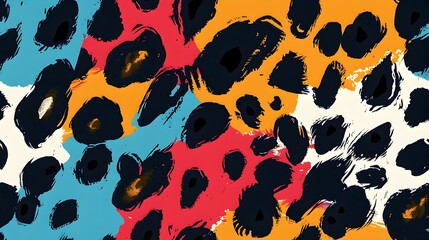 Vibrant and Fashionable Abstract Leopard Print Pattern Texture with Colorful Contemporary Digital Art Design