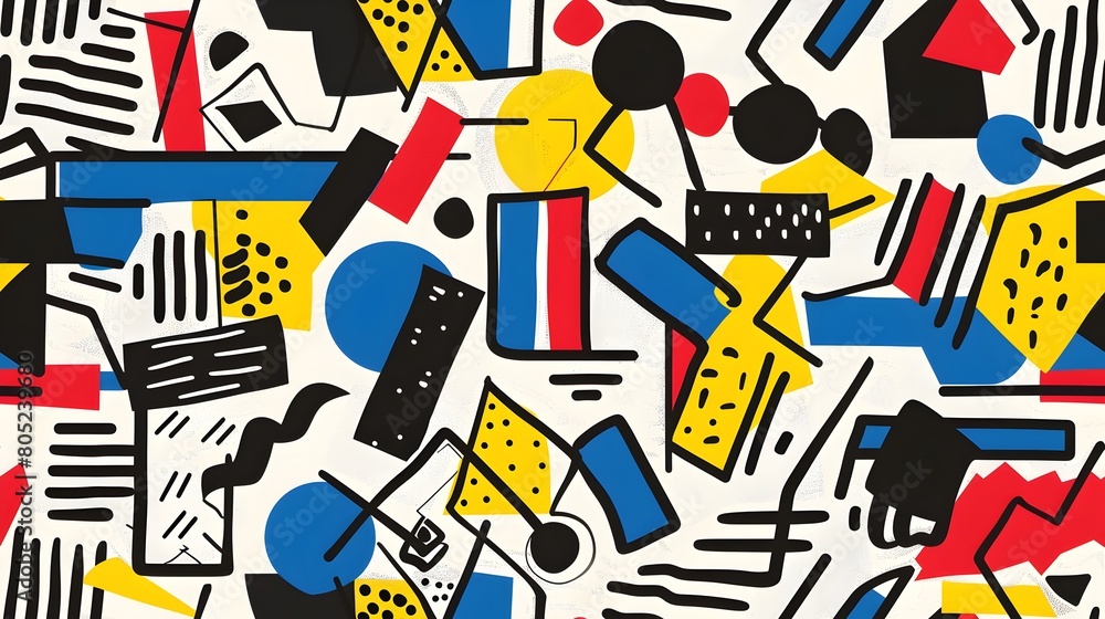 Poster vibrant abstract geometric shapes and patterns in captivating colorful composition