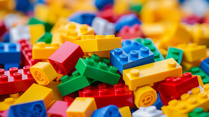 Heap of Colorful Building Blocks for Kids