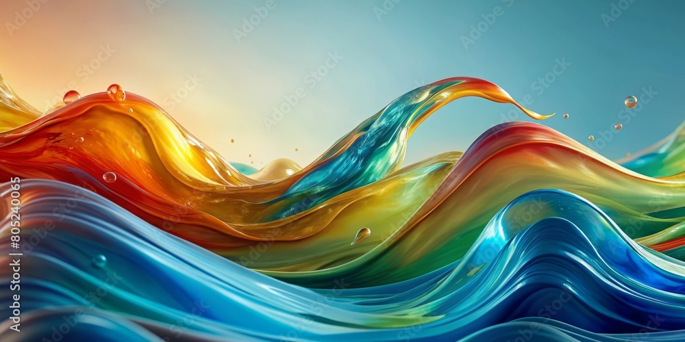 Poster dynamic colorful liquid wave art perfect for use in dynamic web interfaces, multimedia presentations