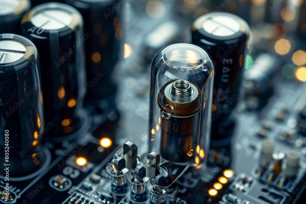 Poster macro of a wireless earbuds inner components, tuning into audio tech advancements