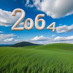 2064 future green background, save the planet concept