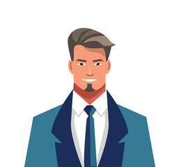 Bust of Happy Confident Smiling Businessman. Doing business and achieving success concept vector