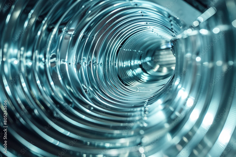Poster macro shot of intricate ductwork in an hvac system, showcasing the airflow dynamics