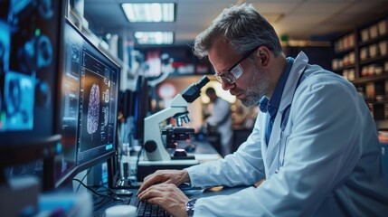 Obraz premium Health and AI technology experts Doctors and nurses and other staff Use AI tools during team meetings Patient counseling or clinic rounds