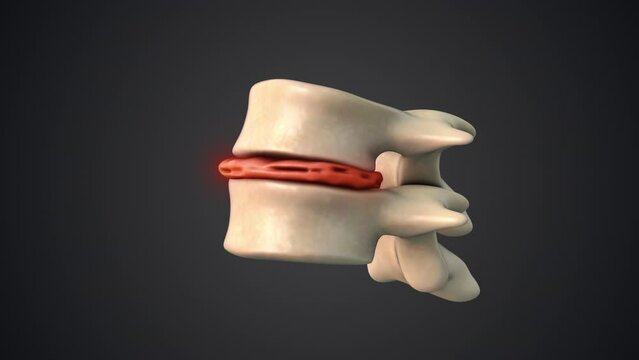 Spine affected by a degenerative disc