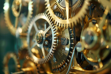 Macro shot of the inner workings of a clock, highlighting the intricate spring mechanisms 