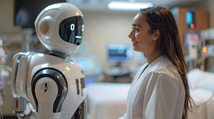 A medicine delivery robots work with human doctors and nurses in healthcare facilities