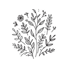 set of linear icons of flowers and plants, vector illustration.